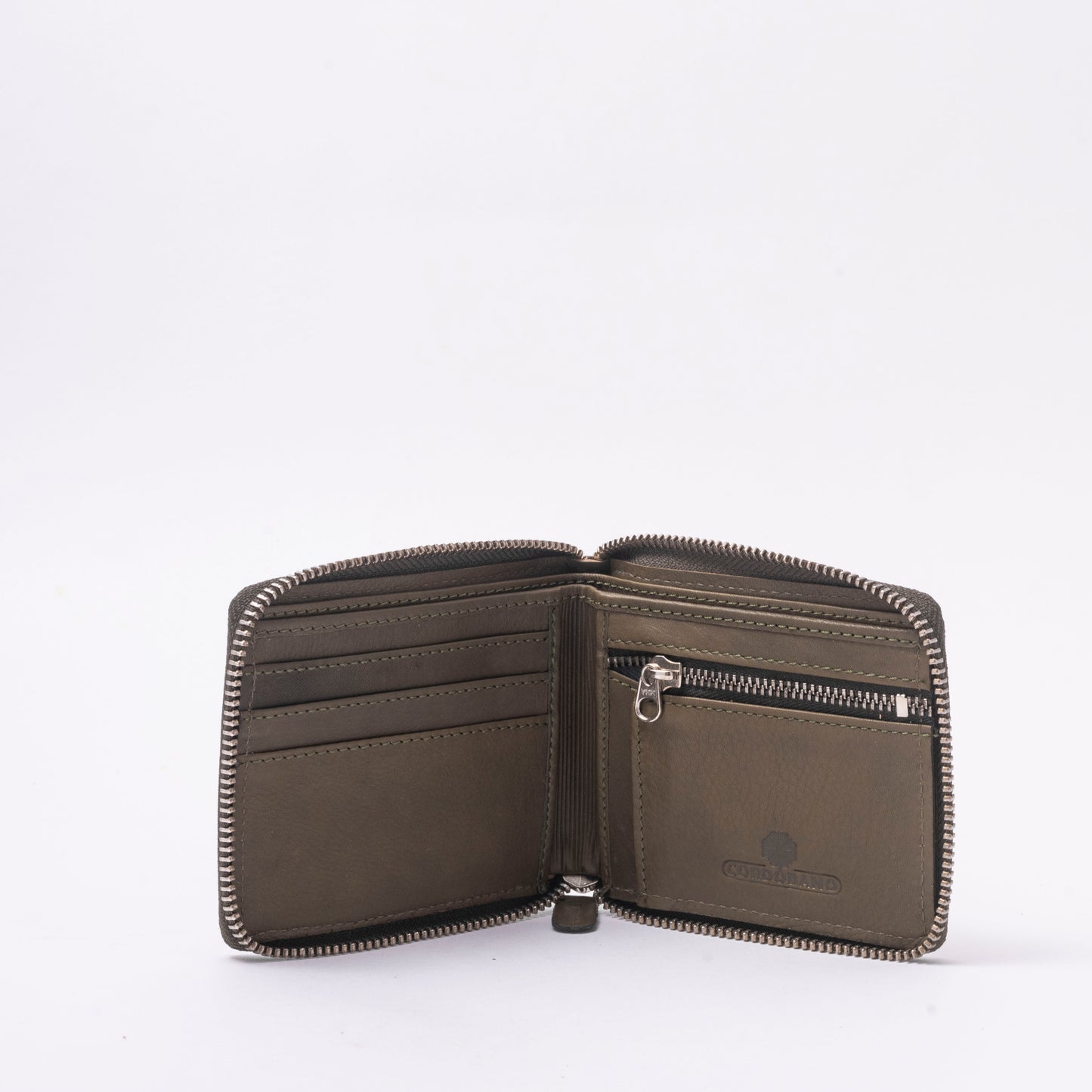 Cordobano Men's RFID Zip Around Wallet - Compact Bifold with 3 Card Slots and Coin Pouch - Genuine Leather