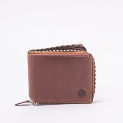 Cordobano Men's RFID Zip Around Wallet - Compact Bifold with 3 Card Slots and Coin Pouch - Genuine Leather