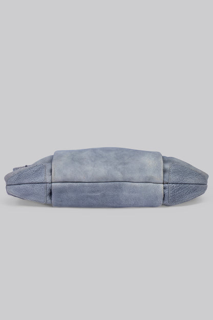 Sleek Hobo Bag in Stone Washed Sky Blue Leather