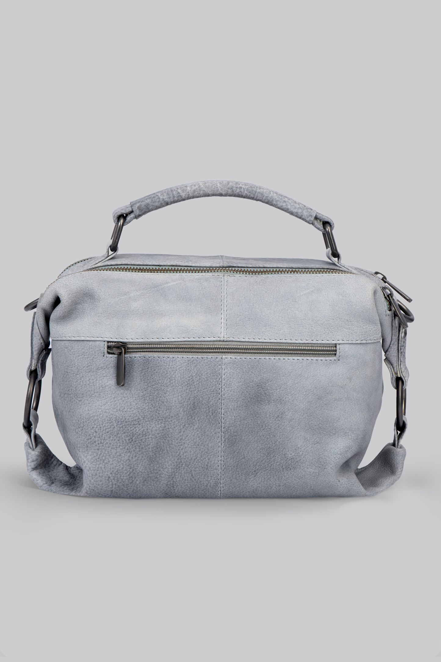 Paula- Hand Bag with Grip Handle in Stone Washed Leather