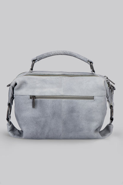 Paula- Hand Bag with Grip Handle in Stone Washed Leather